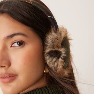 J. CREW Faux Fur Earmuffs with Plaid Band